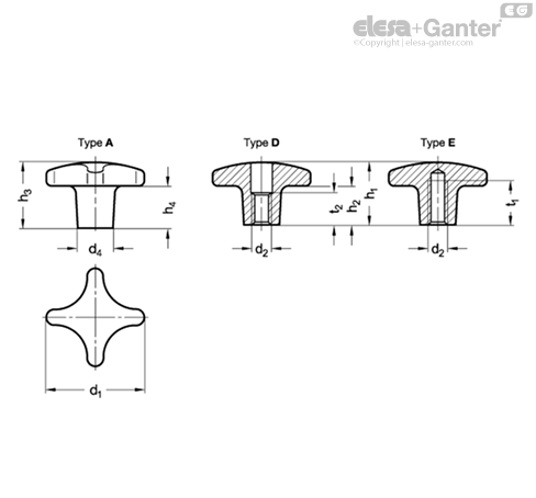 DIN 6335-NI Hand Knobs Stainless Steel | Elesa+Ganter